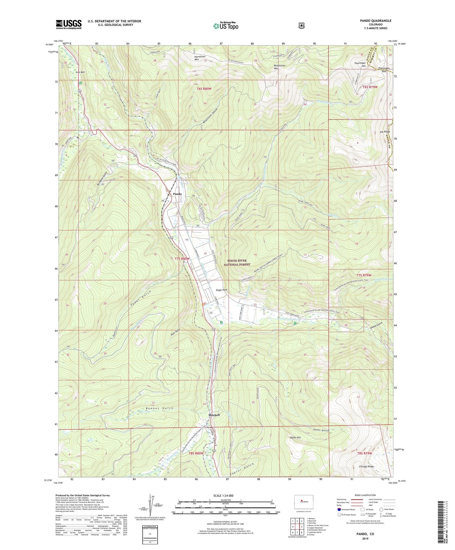 Pando Colorado US Topo Map Image