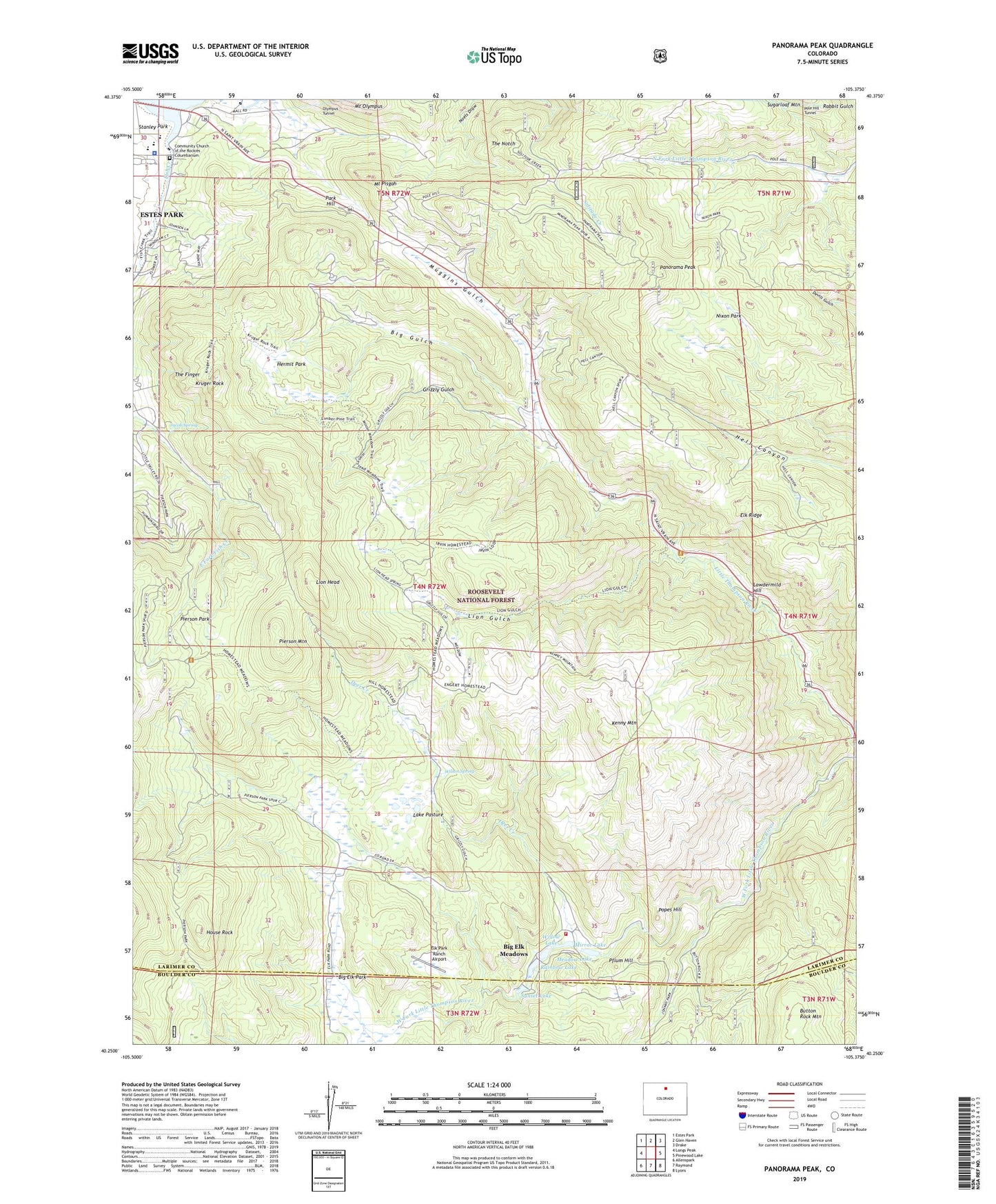 Panorama Peak Colorado US Topo Map Image