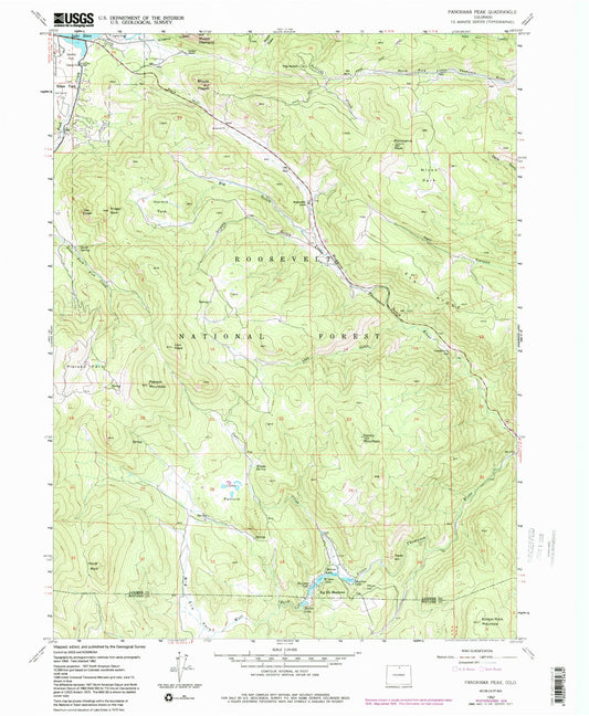 Classic USGS Panorama Peak Colorado 7.5'x7.5' Topo Map Image