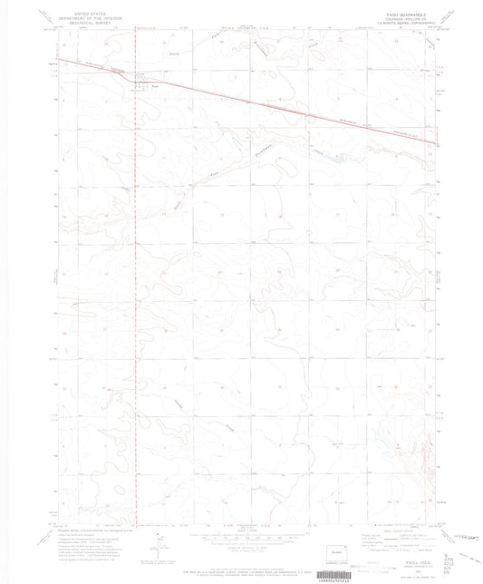 Classic USGS Paoli Colorado 7.5'x7.5' Topo Map Image