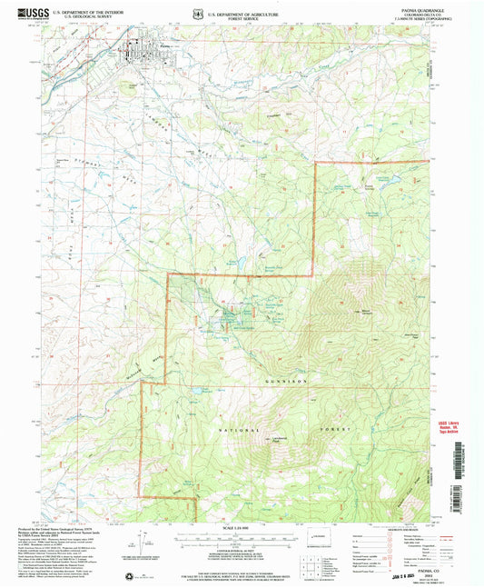 Classic USGS Paonia Colorado 7.5'x7.5' Topo Map Image