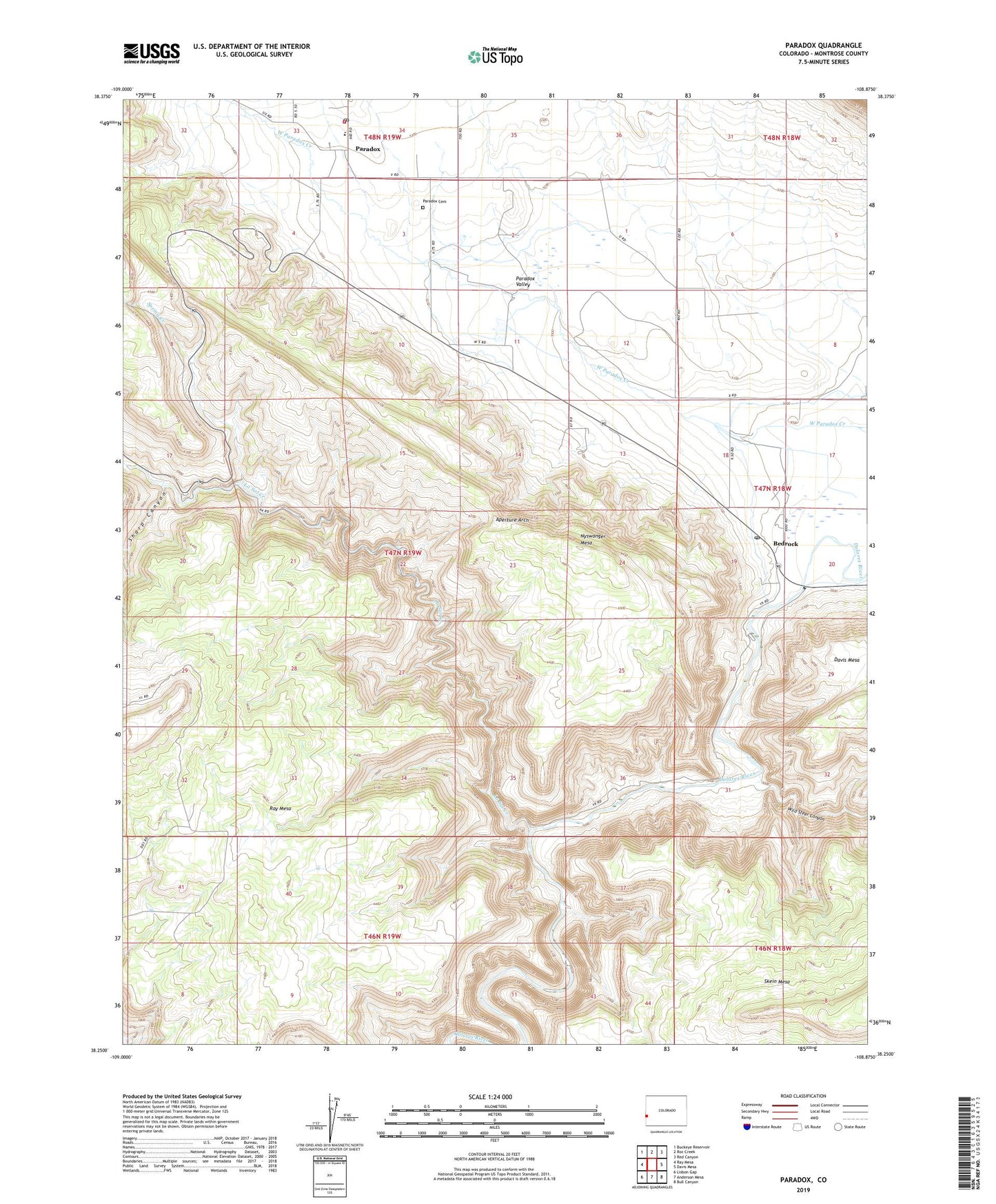 Paradox Colorado US Topo Map Image