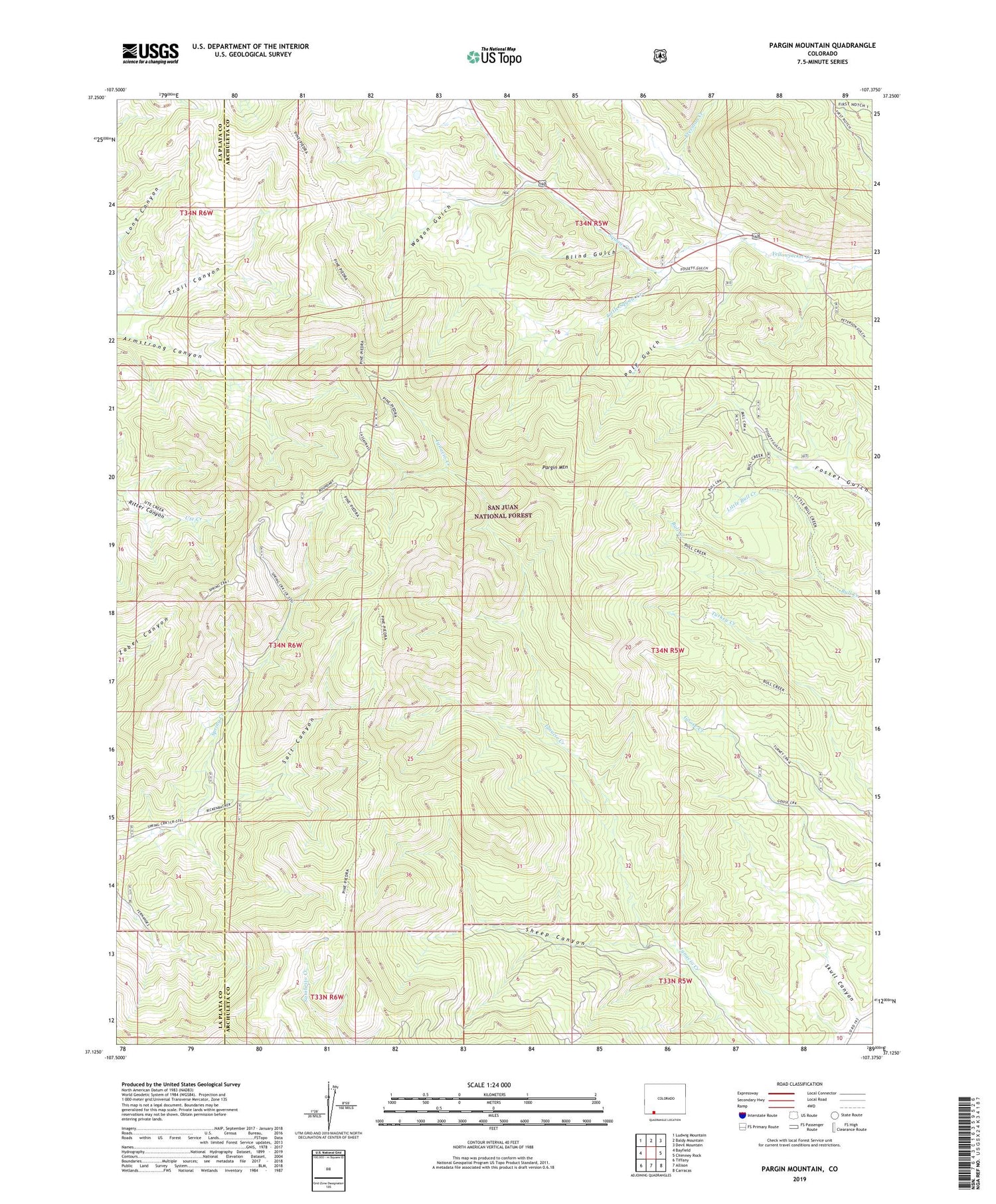 Pargin Mountain Colorado US Topo Map Image