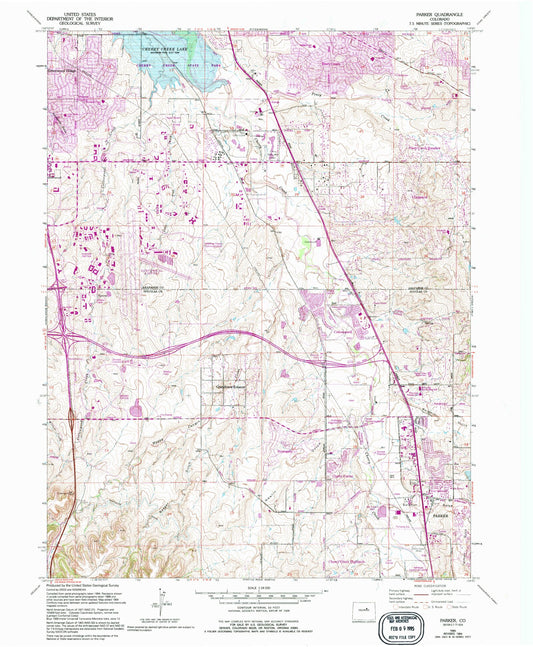 Classic USGS Parker Colorado 7.5'x7.5' Topo Map Image