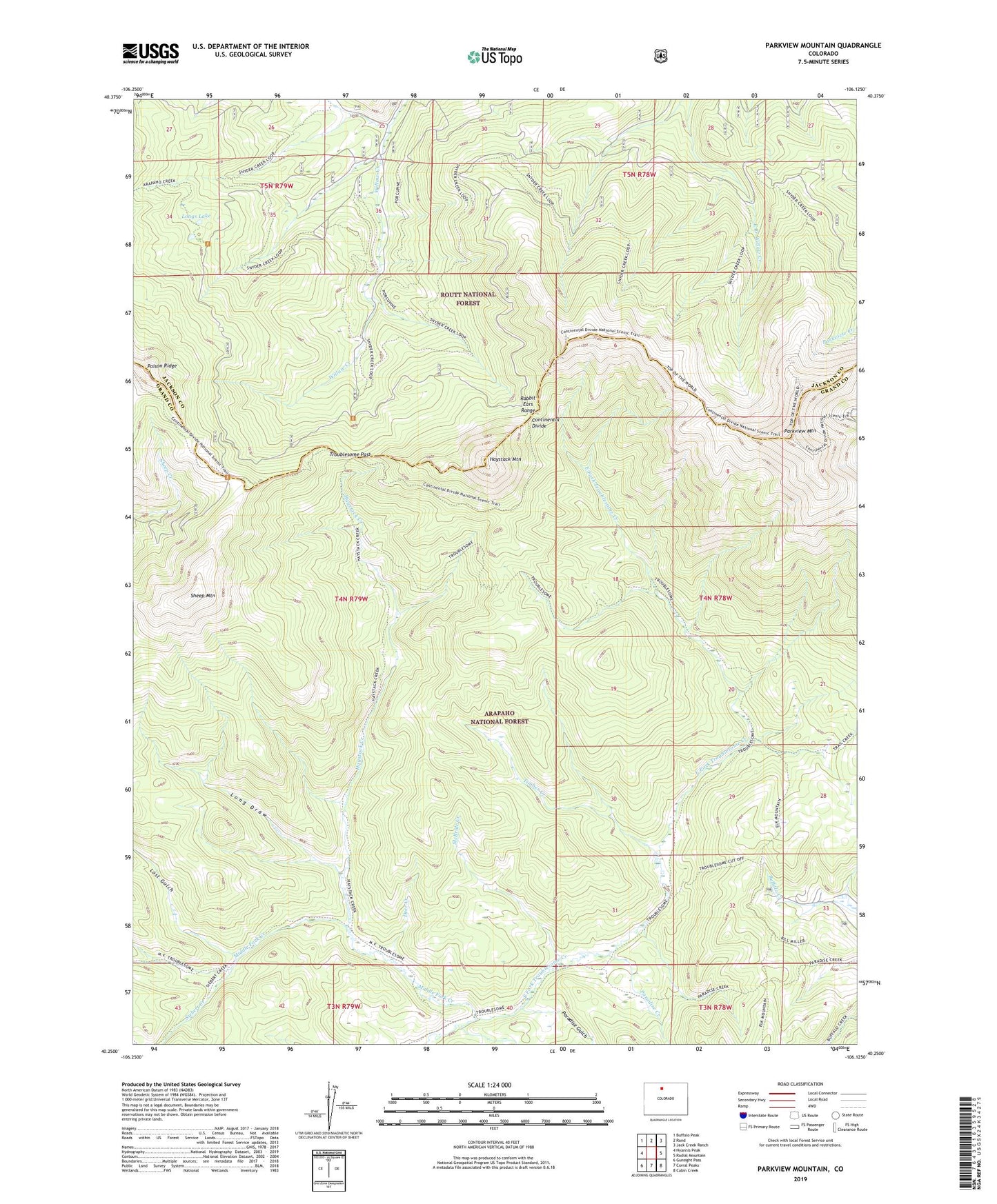 Parkview Mountain Colorado US Topo Map Image