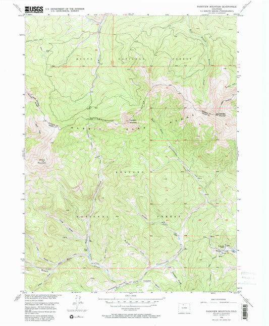 USGS Classic Parkview Mountain Colorado 7.5'x7.5' Topo Map Image