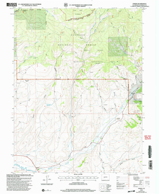 Classic USGS Parlin Colorado 7.5'x7.5' Topo Map Image