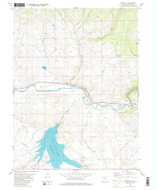 Classic USGS Parshall Colorado 7.5'x7.5' Topo Map Image