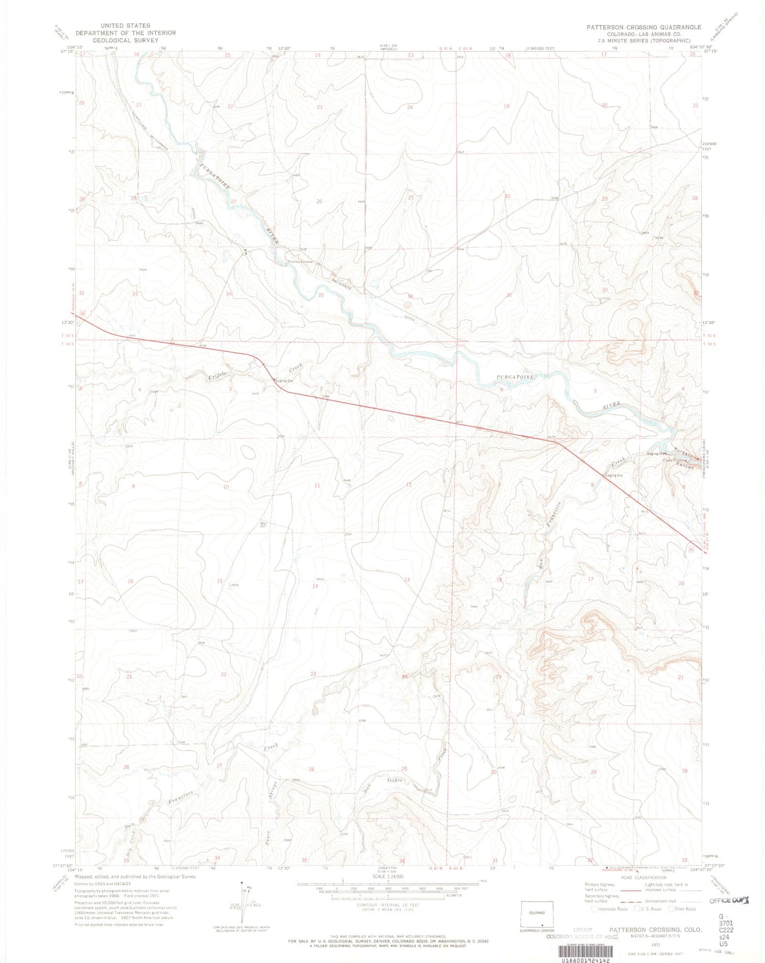 Classic USGS Parshall Colorado 7.5'x7.5' Topo Map Image