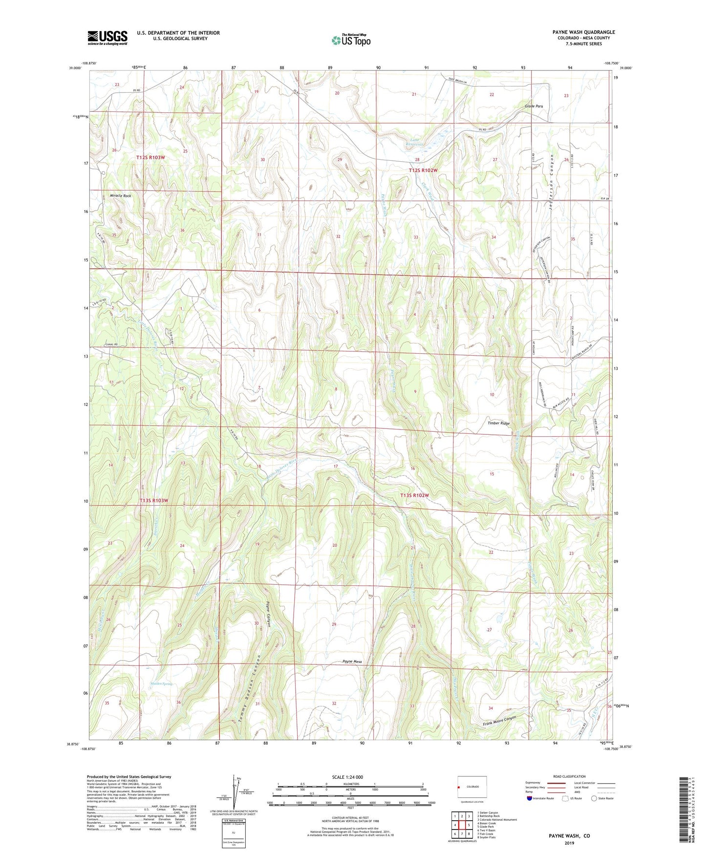 Payne Wash Colorado US Topo Map Image