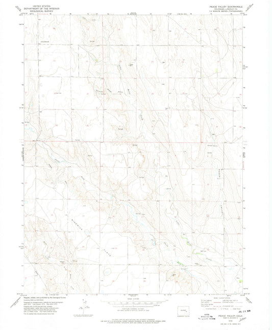Classic USGS Peace Valley Colorado 7.5'x7.5' Topo Map Image