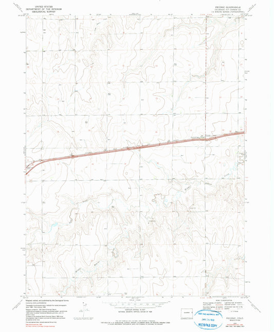 Classic USGS Peconic Colorado 7.5'x7.5' Topo Map Image