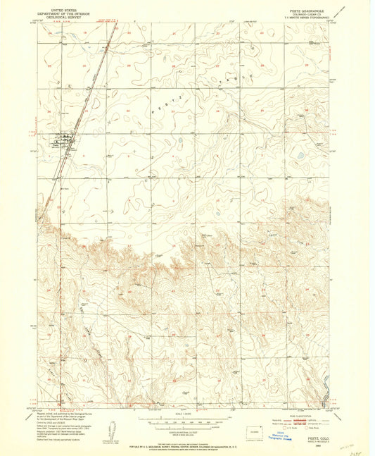 Classic USGS Peetz Colorado 7.5'x7.5' Topo Map Image