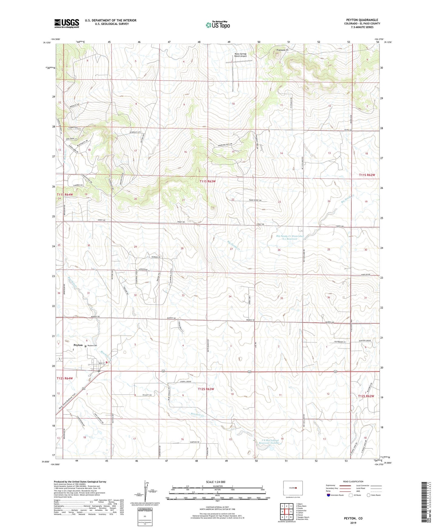 Peyton Colorado US Topo Map Image
