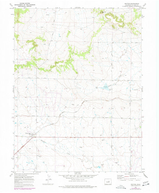 Classic USGS Peyton Colorado 7.5'x7.5' Topo Map Image