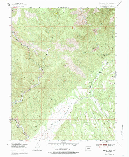 Classic USGS Phantom Canyon Colorado 7.5'x7.5' Topo Map Image