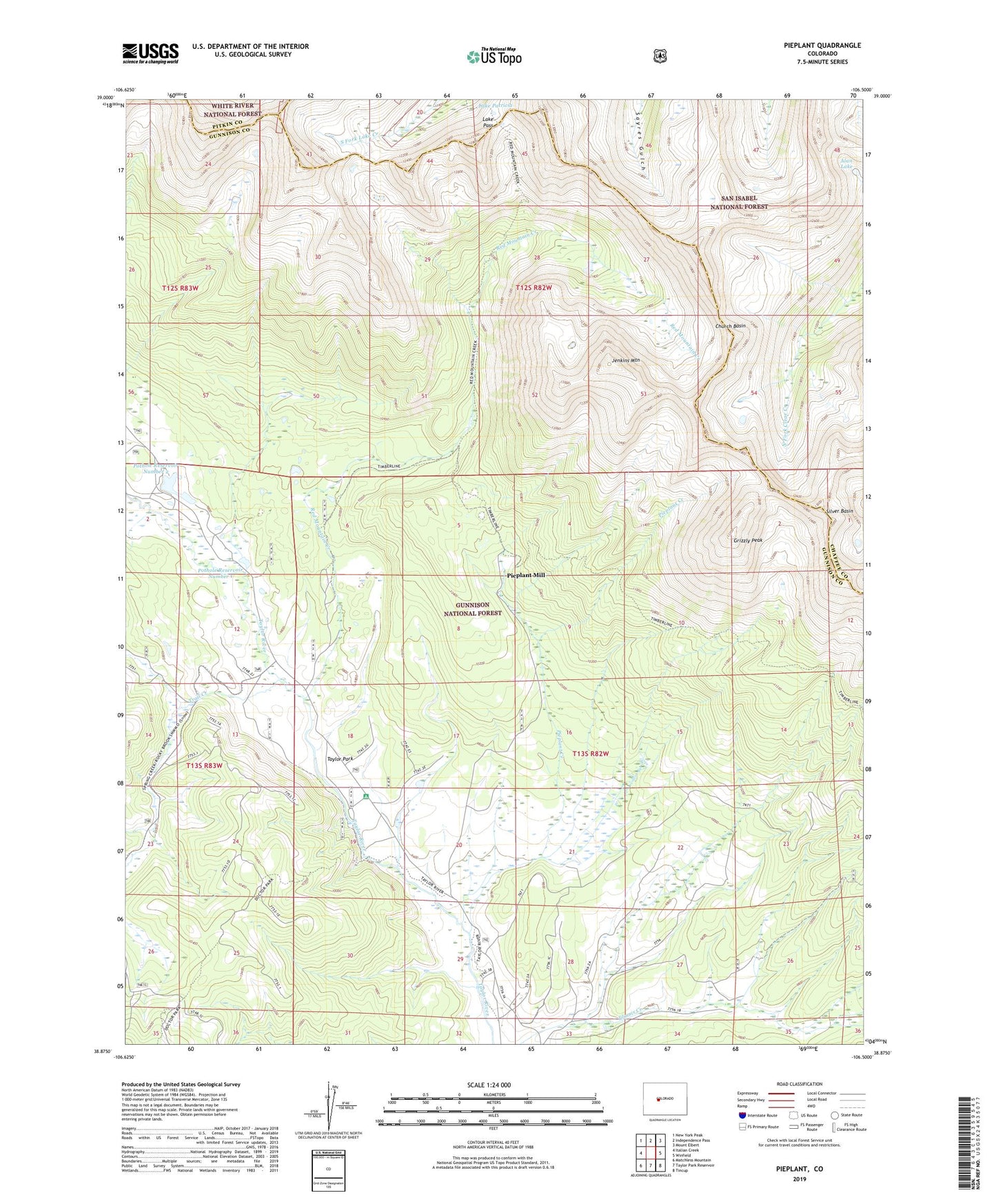 Pieplant Colorado US Topo Map Image