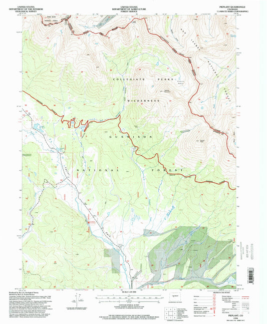 Classic USGS Pieplant Colorado 7.5'x7.5' Topo Map Image