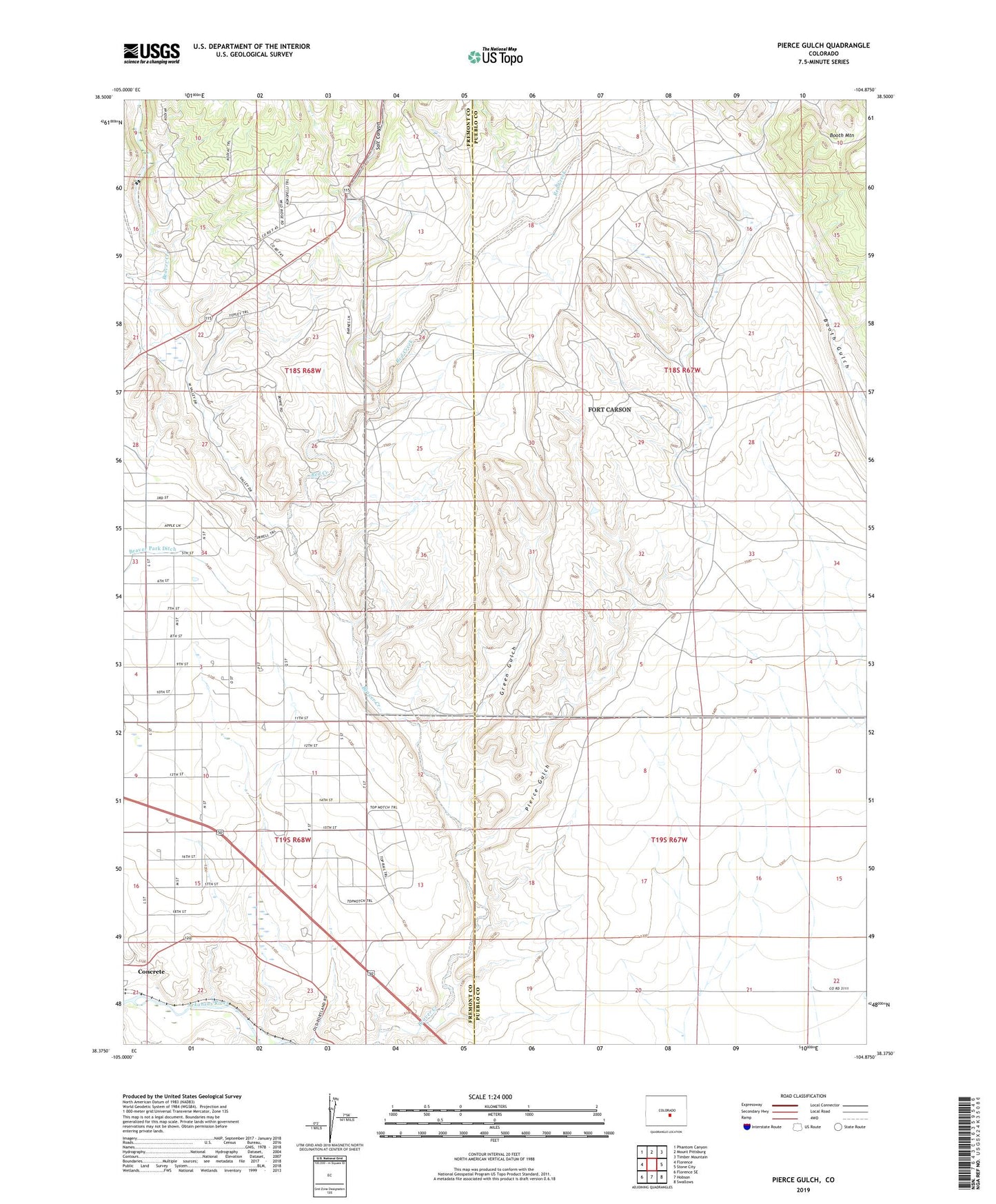 Pierce Gulch Colorado US Topo Map Image