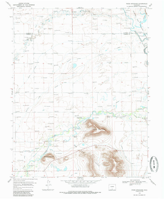 Classic USGS Pikes Stockade Colorado 7.5'x7.5' Topo Map Image