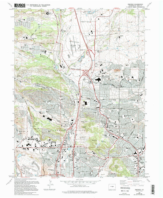 Classic USGS Pikeview Colorado 7.5'x7.5' Topo Map Image