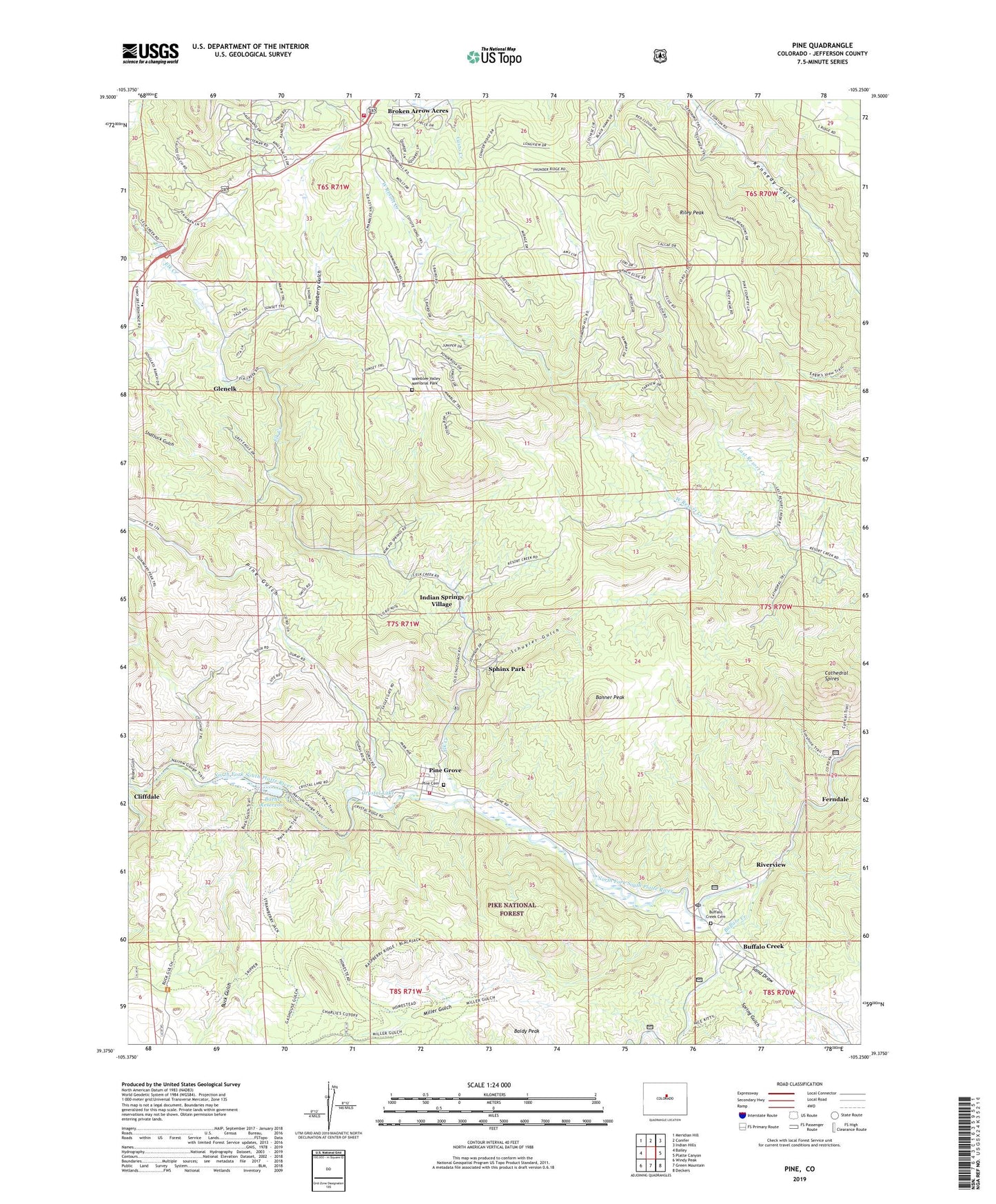 Pine Colorado US Topo Map Image