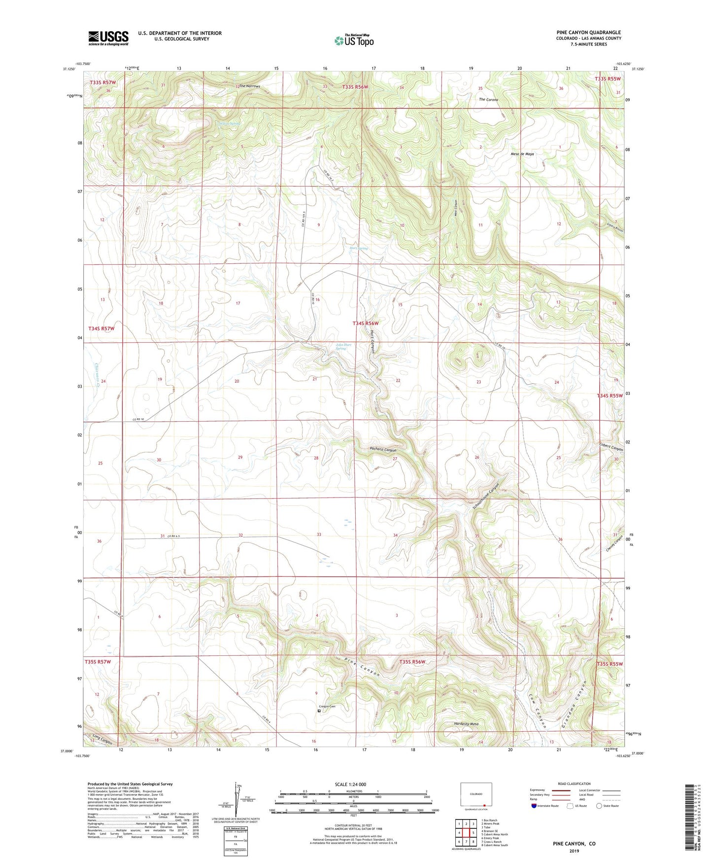 Pine Canyon Colorado US Topo Map Image