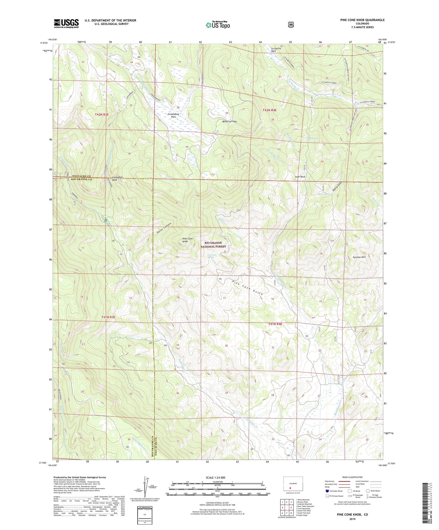 Pine Cone Knob Colorado US Topo Map Image