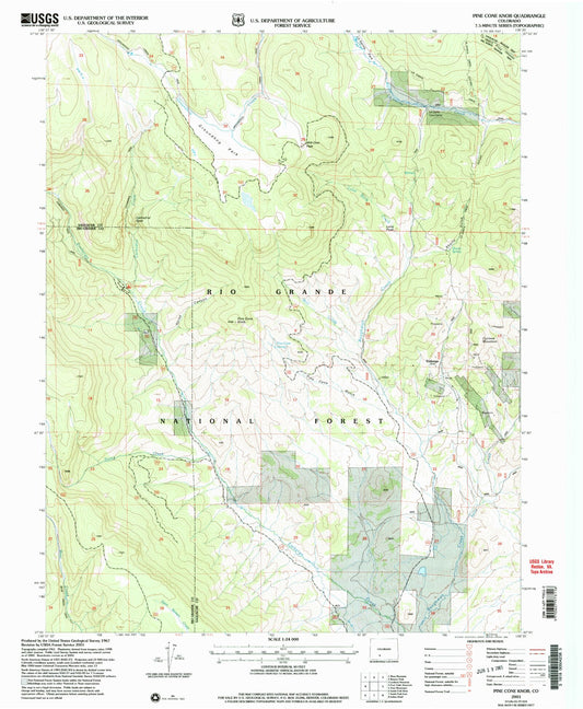 Classic USGS Pine Cone Knob Colorado 7.5'x7.5' Topo Map Image