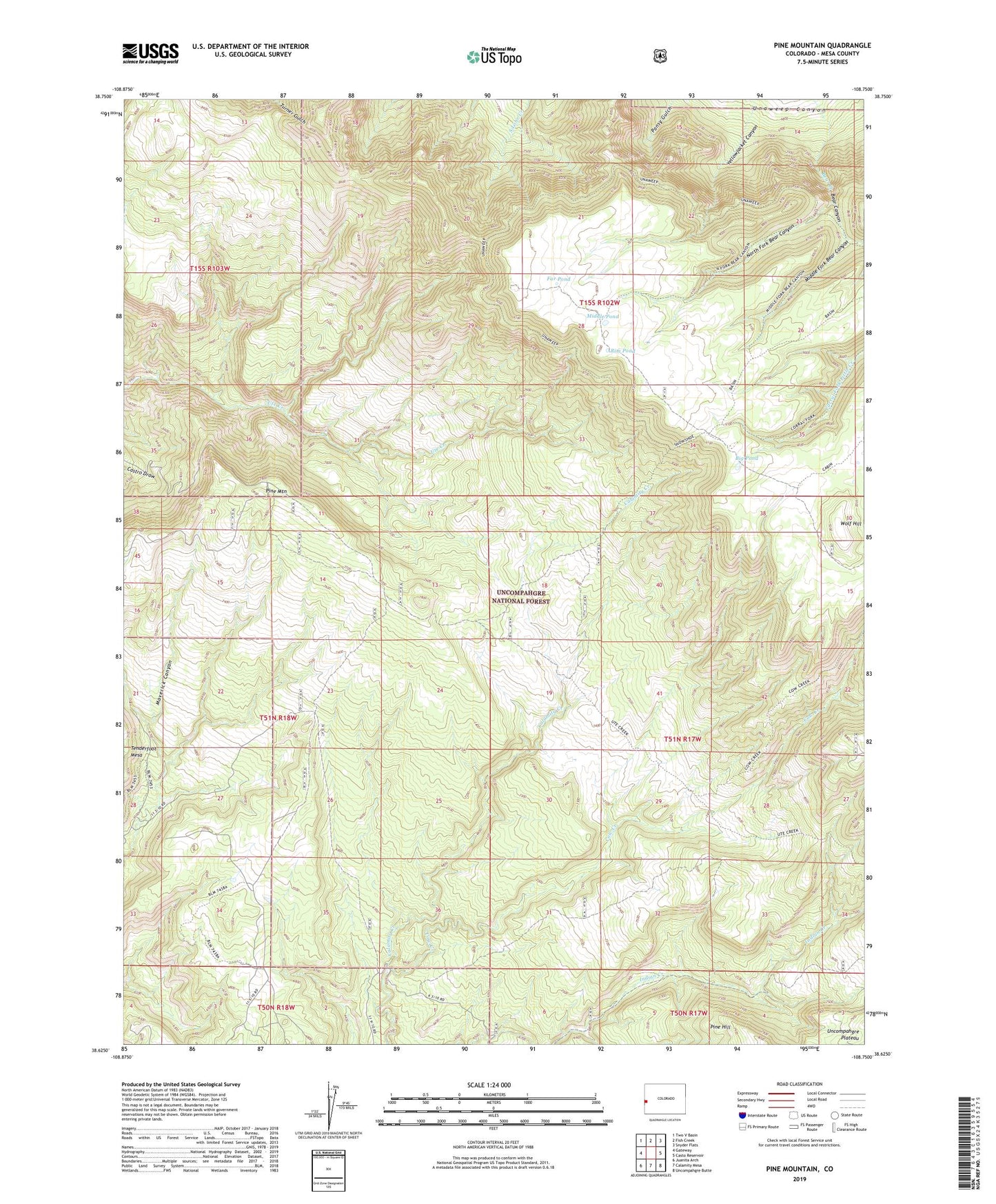 Pine Mountain Colorado US Topo Map Image