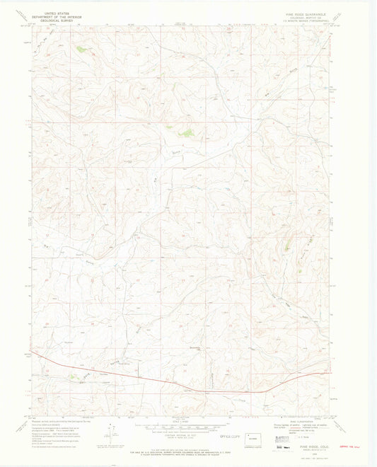 Classic USGS Pine Ridge Colorado 7.5'x7.5' Topo Map Image