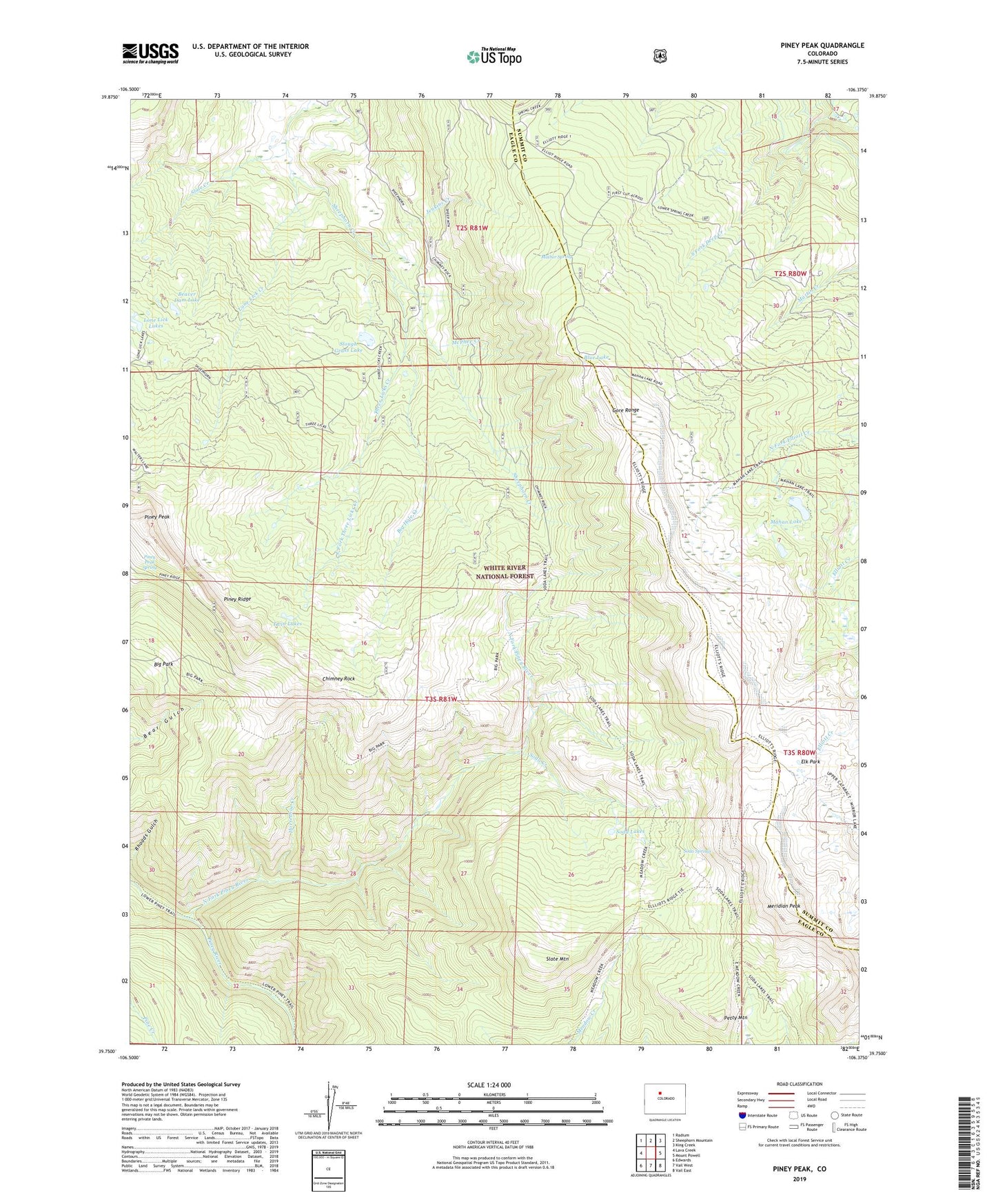 Piney Peak Colorado US Topo Map Image