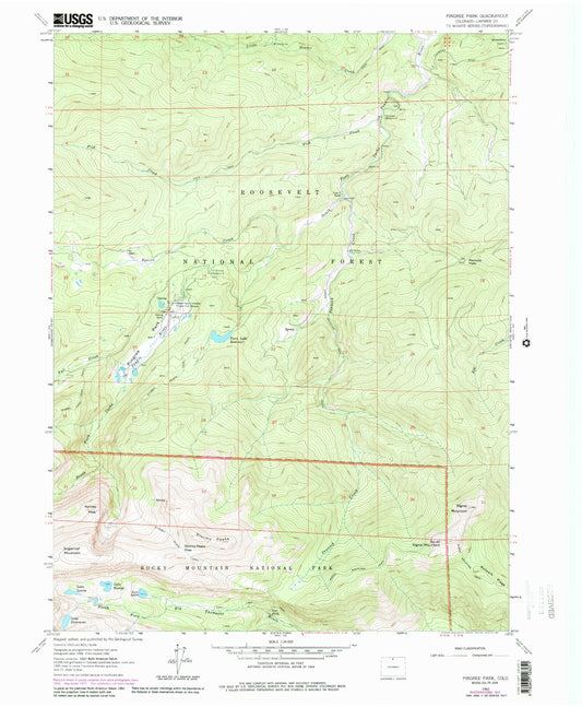 USGS Classic Pingree Park Colorado 7.5'x7.5' Topo Map Image