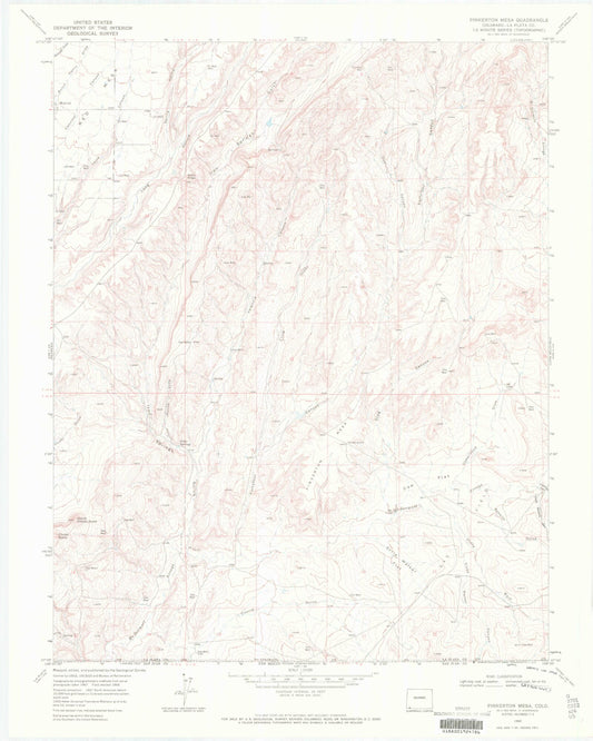 Classic USGS Pinkerton Mesa Colorado 7.5'x7.5' Topo Map Image