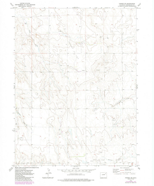 Classic USGS Pinneo SE Colorado 7.5'x7.5' Topo Map Image