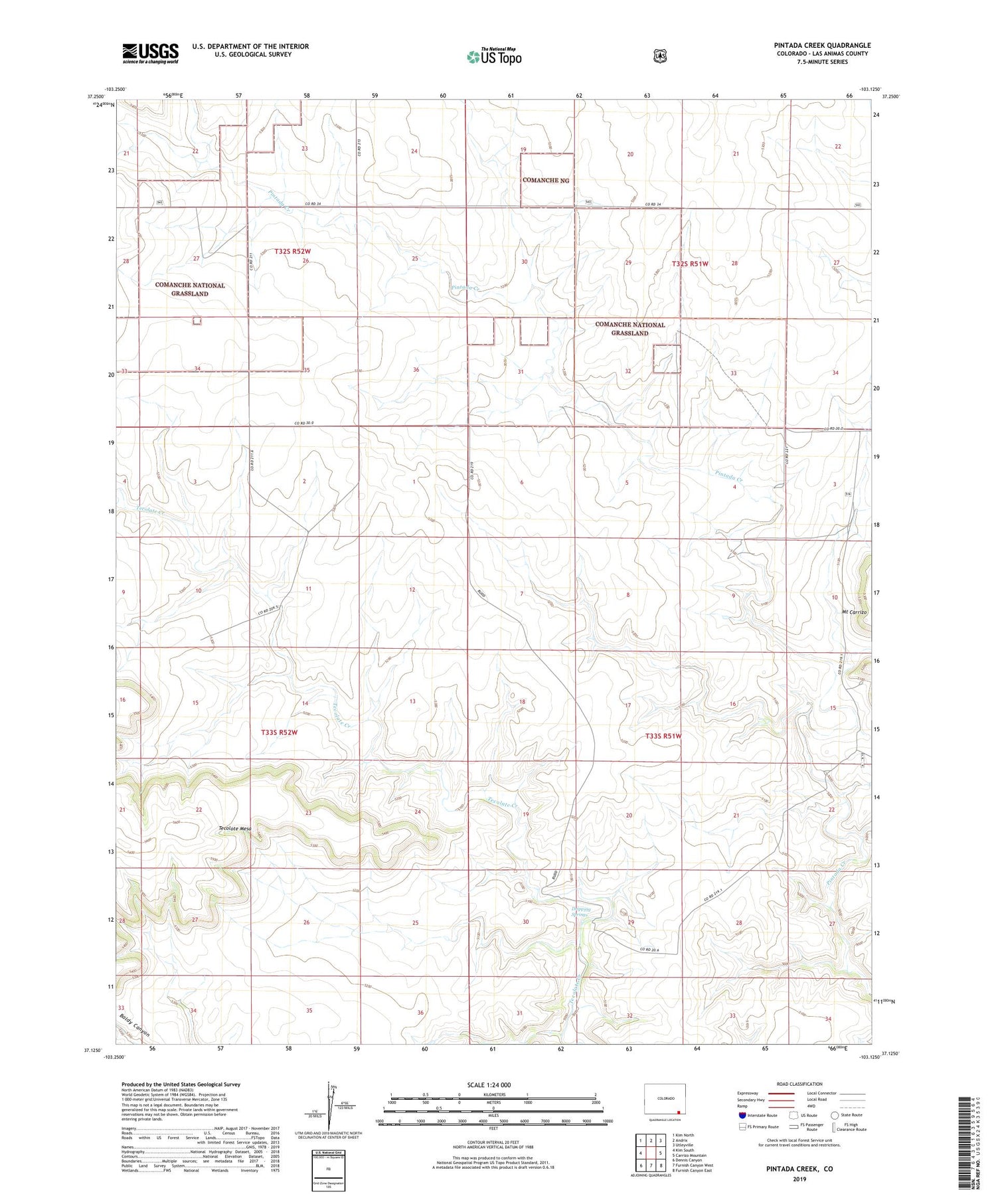Pintada Creek Colorado US Topo Map Image