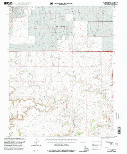 Classic USGS Pintada Creek Colorado 7.5'x7.5' Topo Map Image