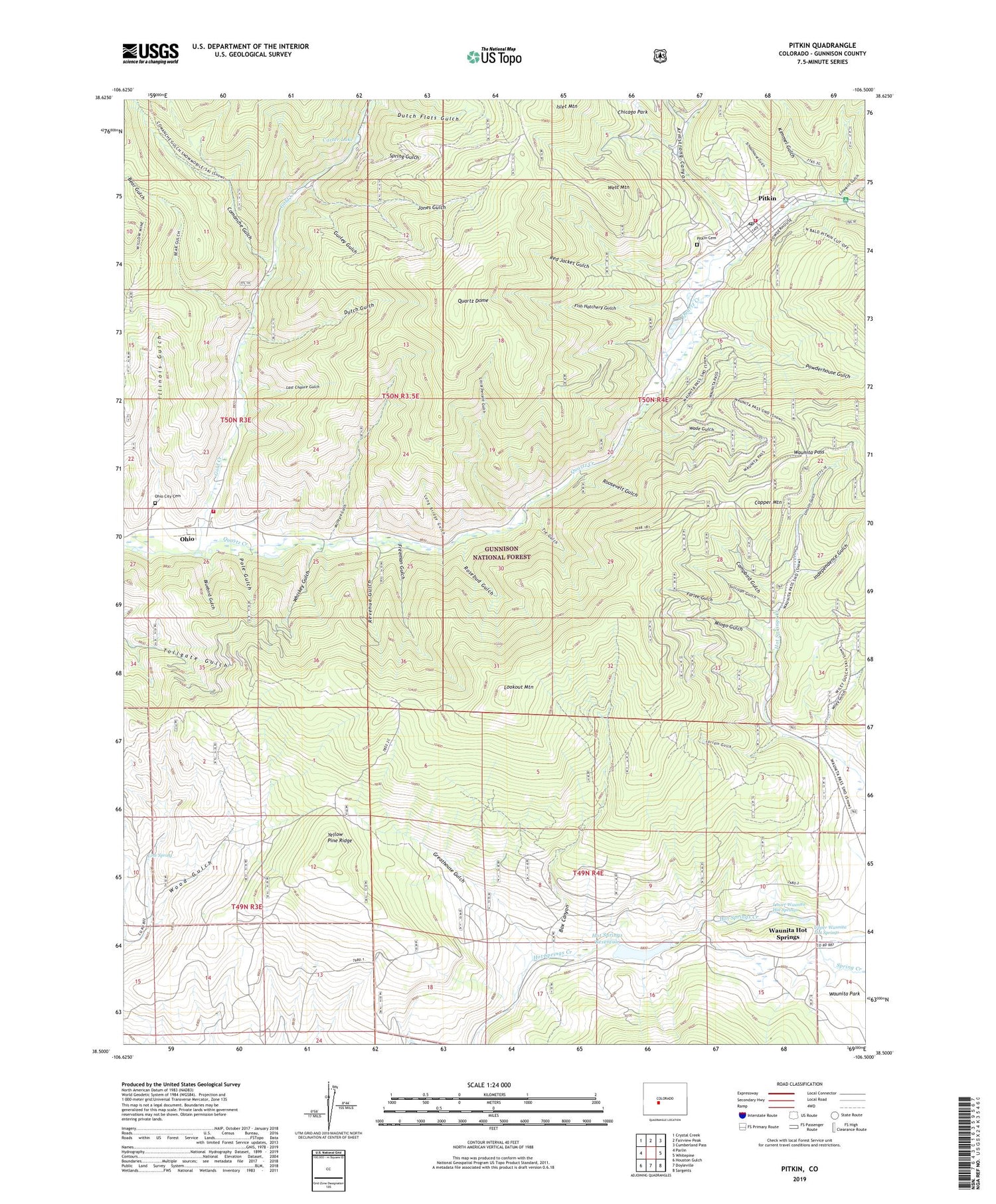 Pitkin Colorado US Topo Map Image