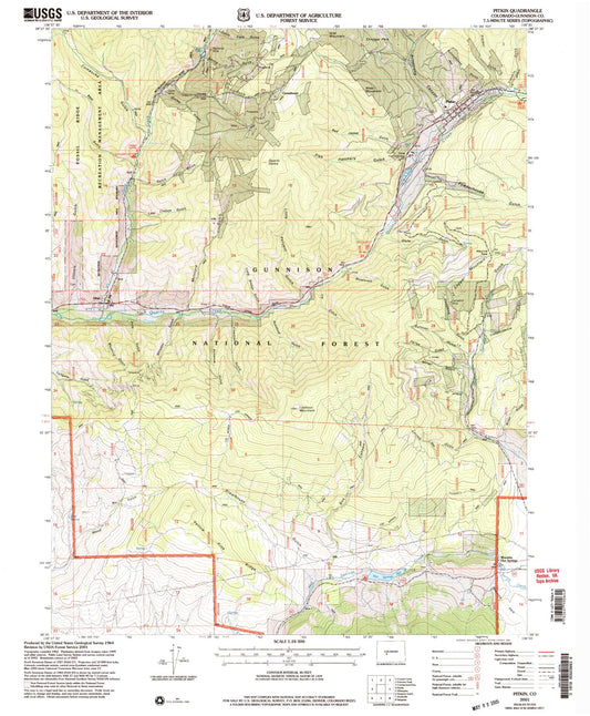 Classic USGS Pitkin Colorado 7.5'x7.5' Topo Map Image
