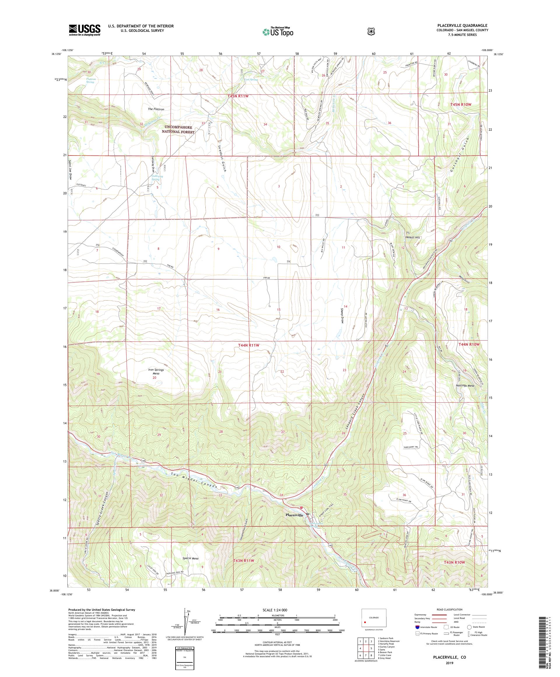 Placerville Colorado US Topo Map – MyTopo Map Store