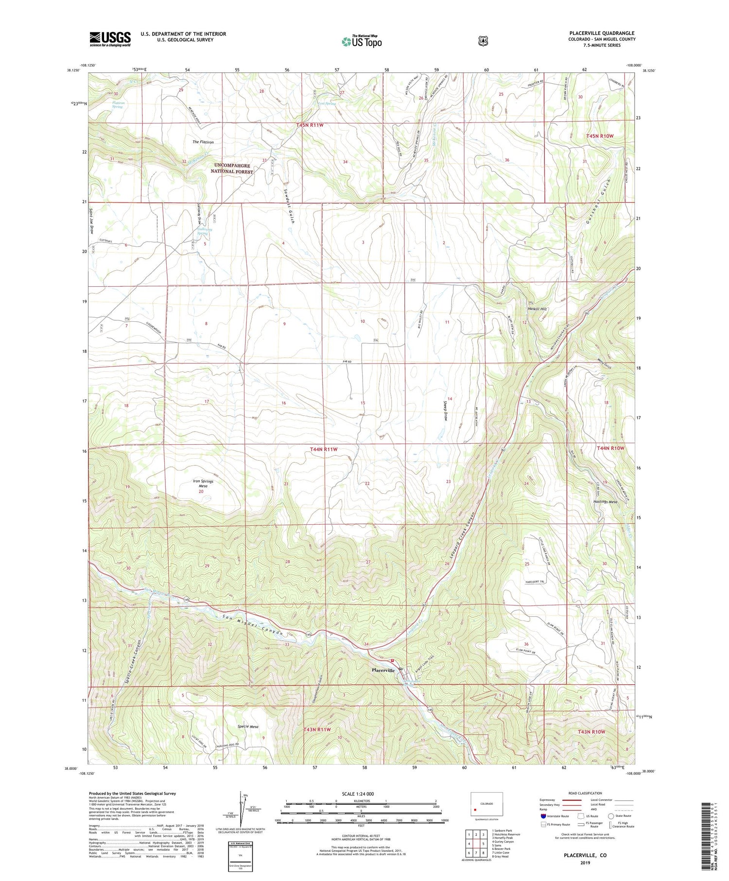 Placerville Colorado US Topo Map Image