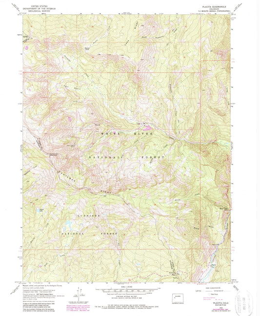 Classic USGS Placita Colorado 7.5'x7.5' Topo Map Image