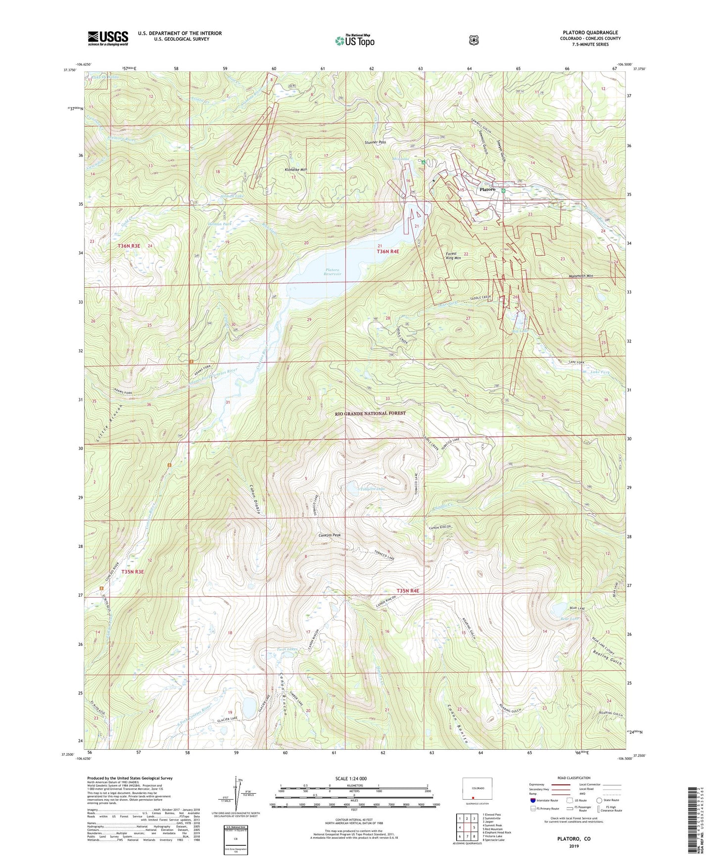 Platoro Colorado US Topo Map Image