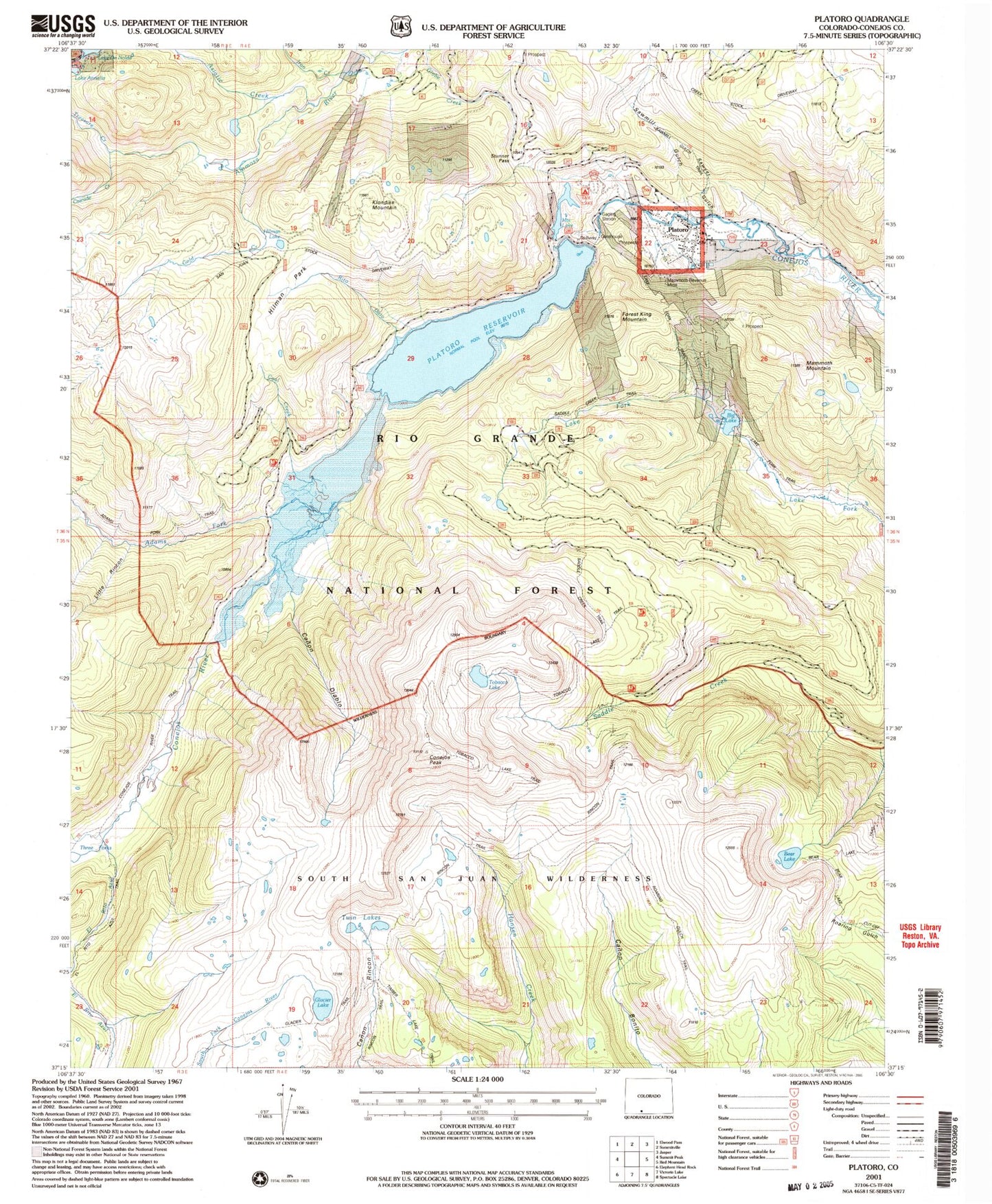 USGS Classic Platoro Colorado 7.5'x7.5' Topo Map MyTopo Map Store