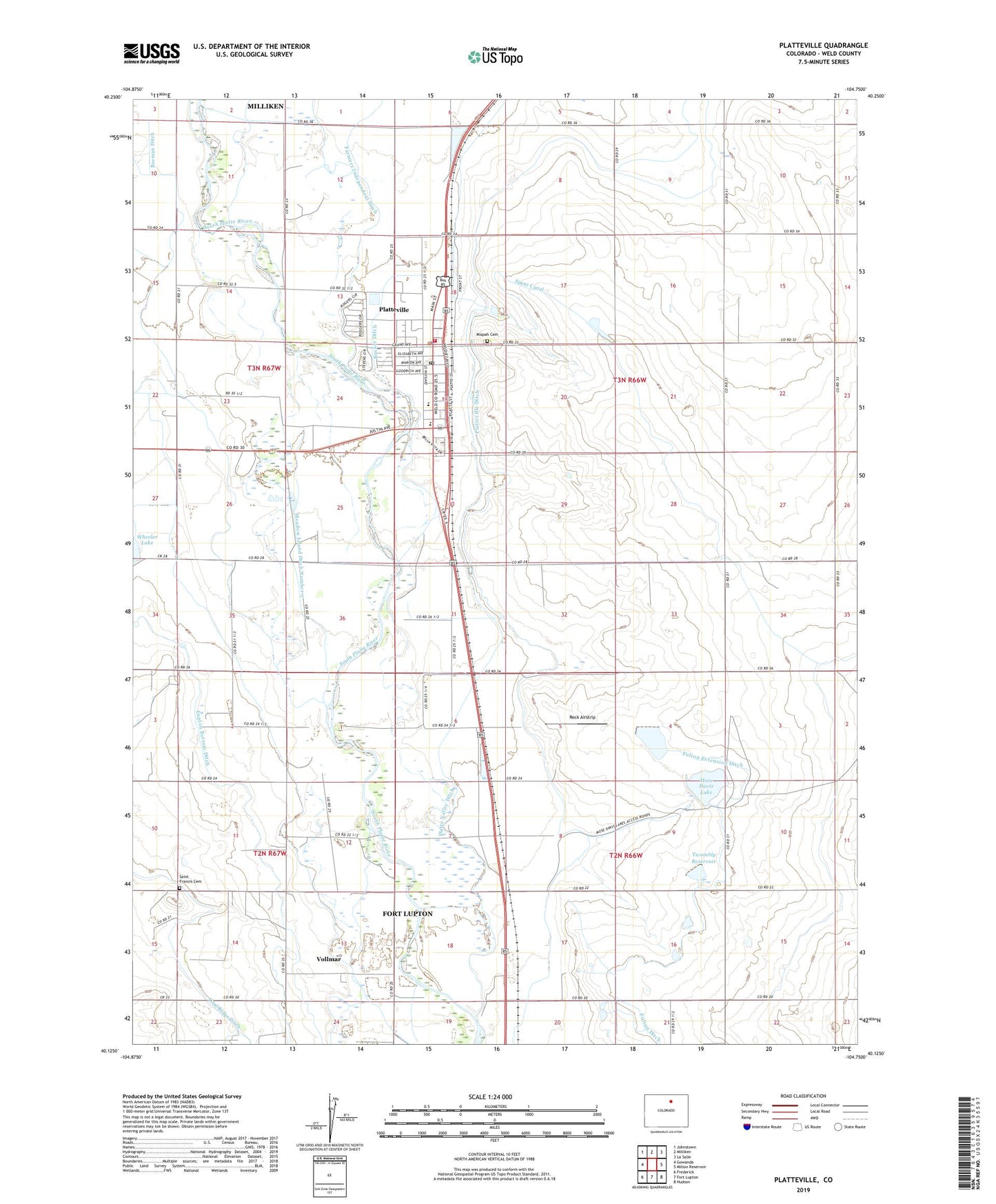 Platteville Colorado US Topo Map Image
