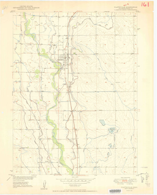 Classic USGS Platteville Colorado 7.5'x7.5' Topo Map Image