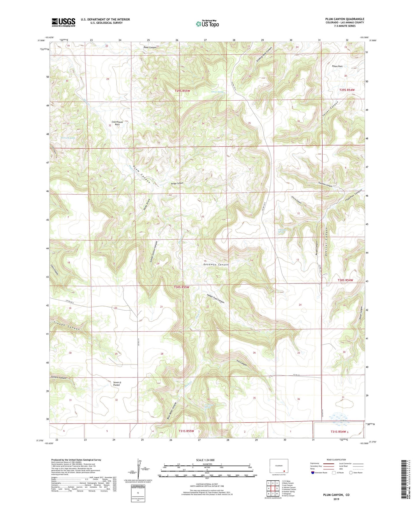 Plum Canyon Colorado US Topo Map Image