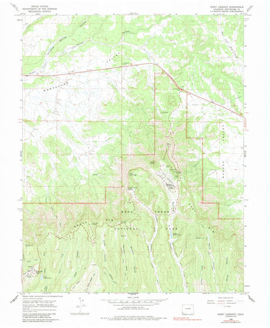 Classic USGS Point Lookout Colorado 7.5'x7.5' Topo Map Image