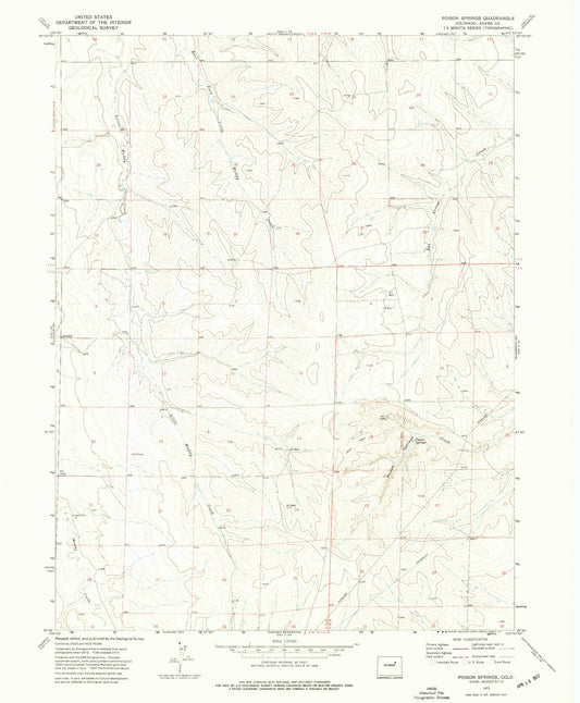 Classic USGS Poison Springs Colorado 7.5'x7.5' Topo Map Image