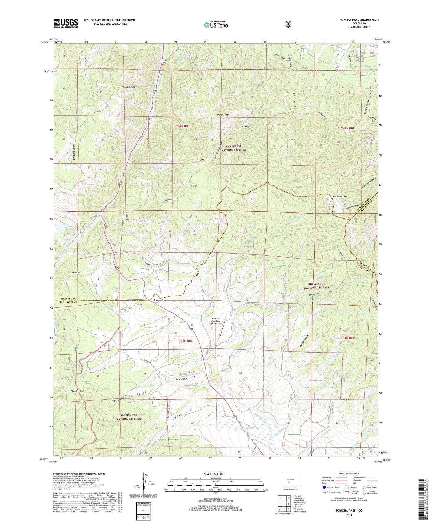 Poncha Pass Colorado US Topo Map Image